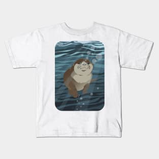 Otter Swimming Underwater Kids T-Shirt